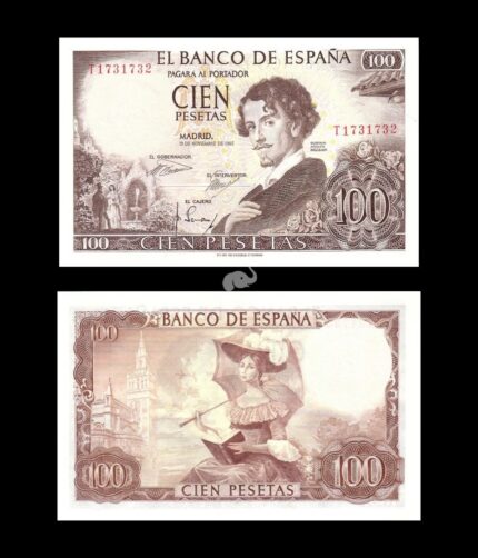Spain 100 Pesetas 1965 P-150 UNC Rare