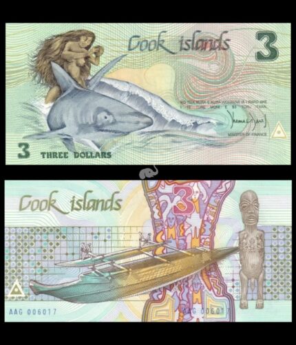 Cook Islands 3 Dollar 1987 P-3 UNC Rare