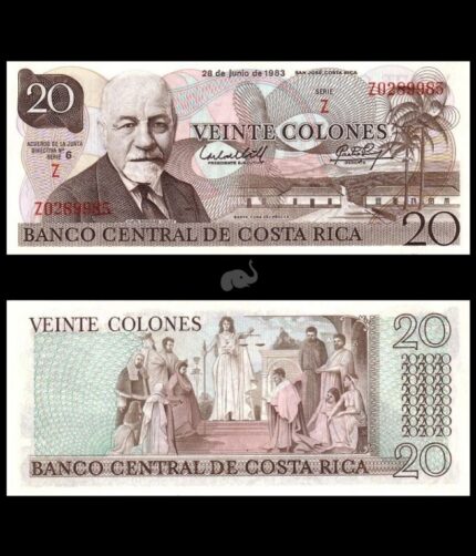 Costa Rica 20 colones 1982 P-252 XF Rare Note