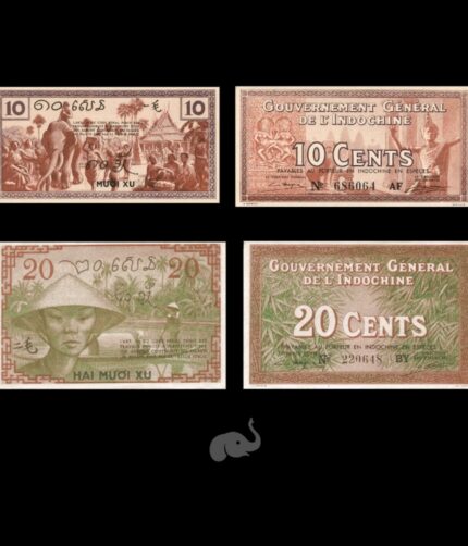 French indochina 10 - 20 cents 1939 Rare set of 2 XF