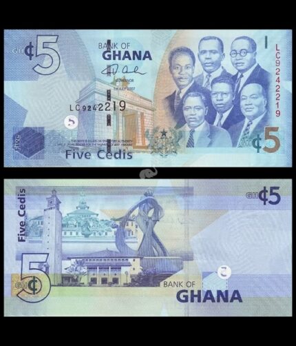 Ghana 5 Cedis 2007 P-38a UNC