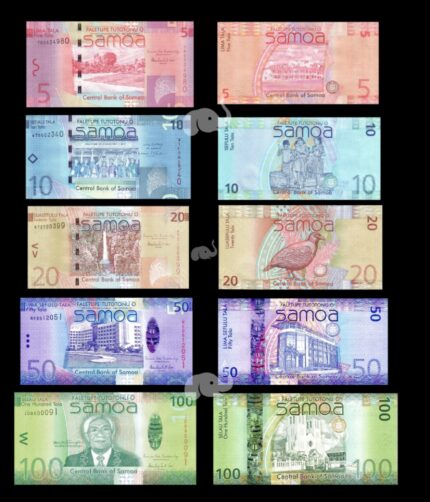 Samoa 5 - 100 Tala 2007-2012 UNC Rare Set of 5 Notes