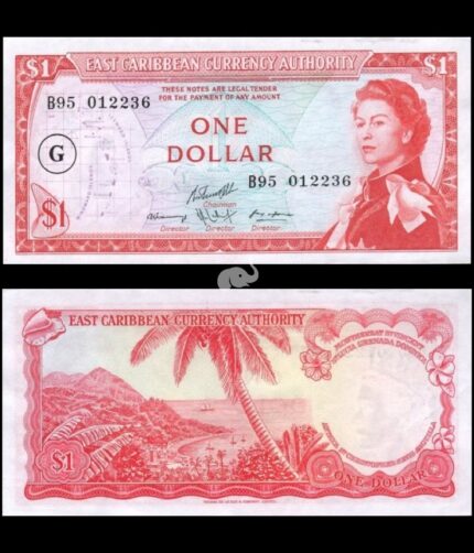 Grenada 1 Dollar 1965 P-13j G In circle UNC Queen