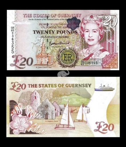 Guernsey 20 Pounds 2012 P-61 Commemorative UNC Queen (Diamond Jubilee)