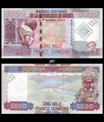 Guinea 5000 Francs 2010 Commemorative P-44a UNC Bank Note