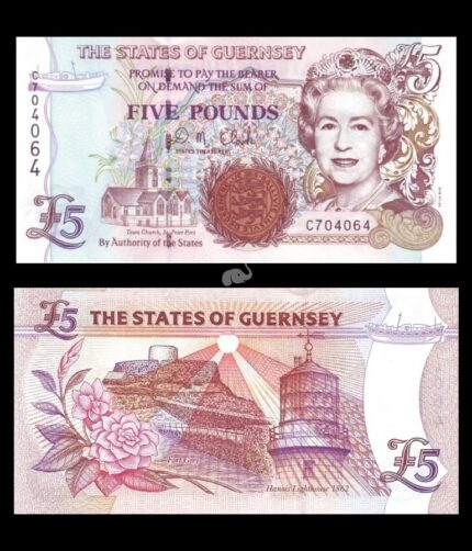 Guernsey 5 Pounds 1996-2024 P-56c UNC Queen