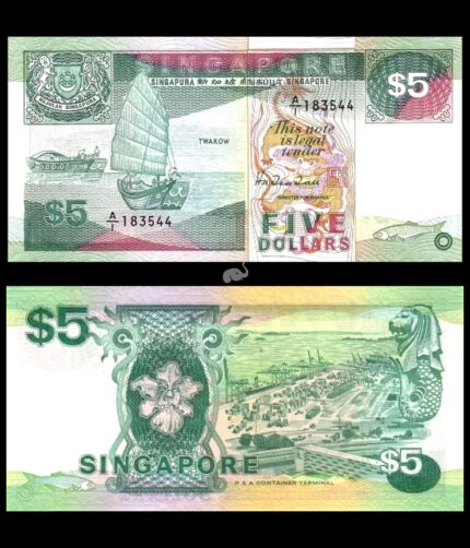 Singapore 5 Dollars 1989 P-19 UNC