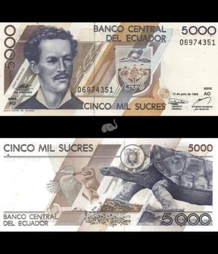 Ecuador 5000 Cinco Mil Sucres 1999 P-128 UNC
