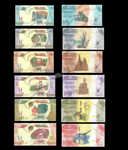 Madagascar 200-5000 Ariary 2017 Set of 6 UNC Notes