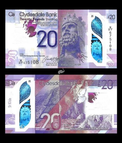 Scotland 20 pounds Sterling 2019 CLYDESDALE P-W229 Polymer UNC