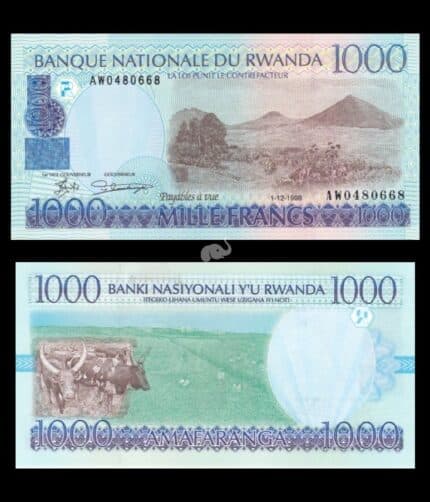 Rwanda 1000 Francs 1998 P-27 UNC Bank note