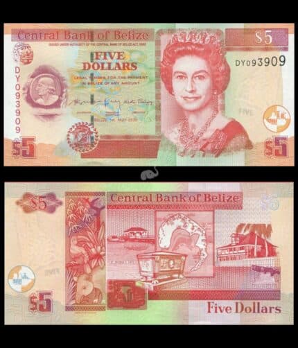 Belize 5 Dollars 2020 P-67 Queen UNC