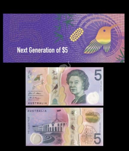 Australia 5 Dollars 2016-21 Polymer UNC With Next Gen Folder
