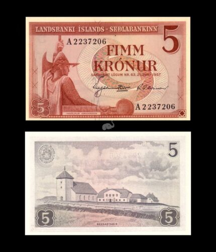 Iceland 5 Kroner 1957 P-37a UNC