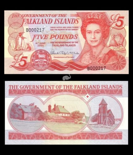 Falkland Islands 5 Pounds 2005 P-17 UNC Queen