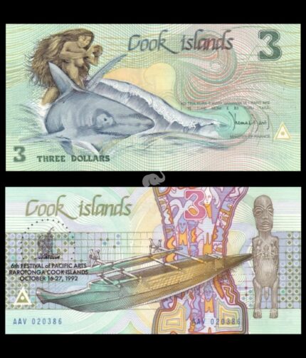 Cook Islands 3 Dollar 1992 P-6 Commemorative UNC