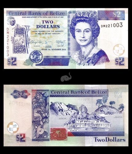 Belize 2 dollars 2014 P-66e UNC