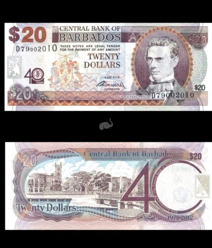 Barbados 20 Dollars 2012 P72 Commemorative UNC
