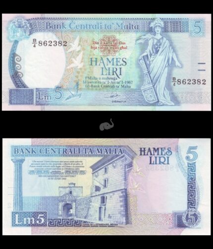 Malta 5 Lira 1989 P42 UNC