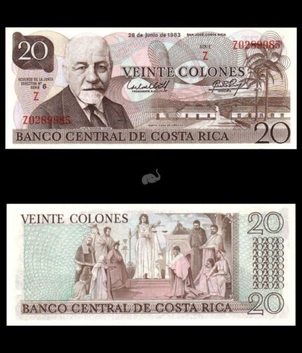 Costa Rica 20 Colones 1983 P252 UNC Tyvek Polymer