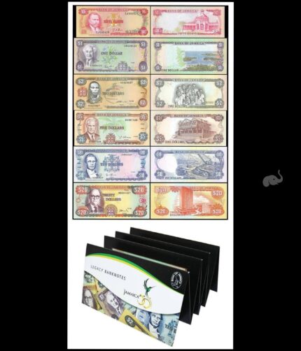 Jamaica 50 Cents - 20 Dollars 6 Pieces Complete Banknote set 1960-1999 P53-72 UNC