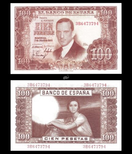Spain 100 Pesetas 1953 P145a UNC