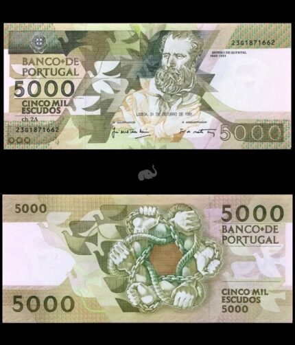 Portugal 5000 Escudos 1991 P184d(3) UNC
