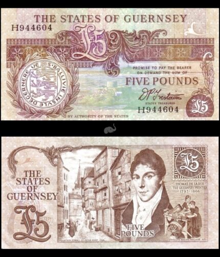 Guernsey 5 Pounds 1995 P53b UNC