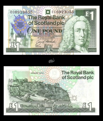 Scotland 1 Pound 1992 Offical Plastic Folder Commemorative European Summit UNC
