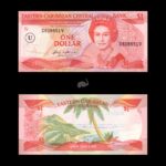 Anguilla 1 Dollar P17U 1985-88 East Caribbean States, U denotes Anguilla Queen Elizabeth II UNC