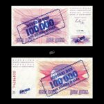 Bosnia and Herzegovina 100000 Dinara Overprint Issue (10 Dinara) 1993 P34a UNC